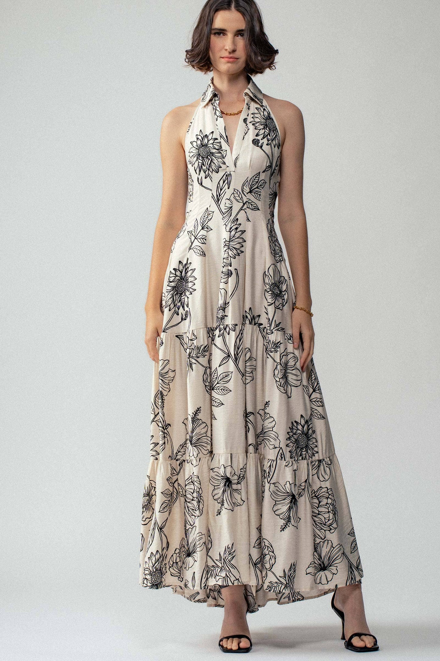 Halter Tiered Floral Maxi Dress