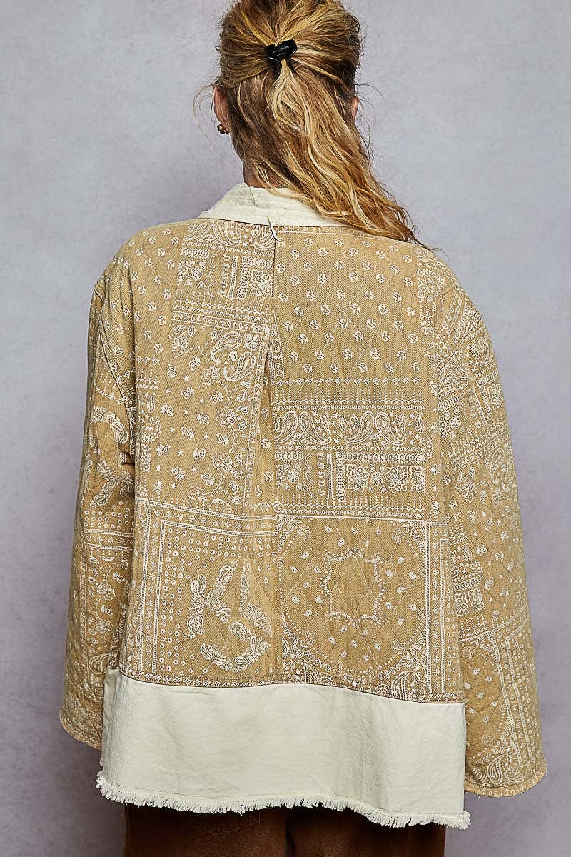 Paisley Pattern Patch Detail Jacket