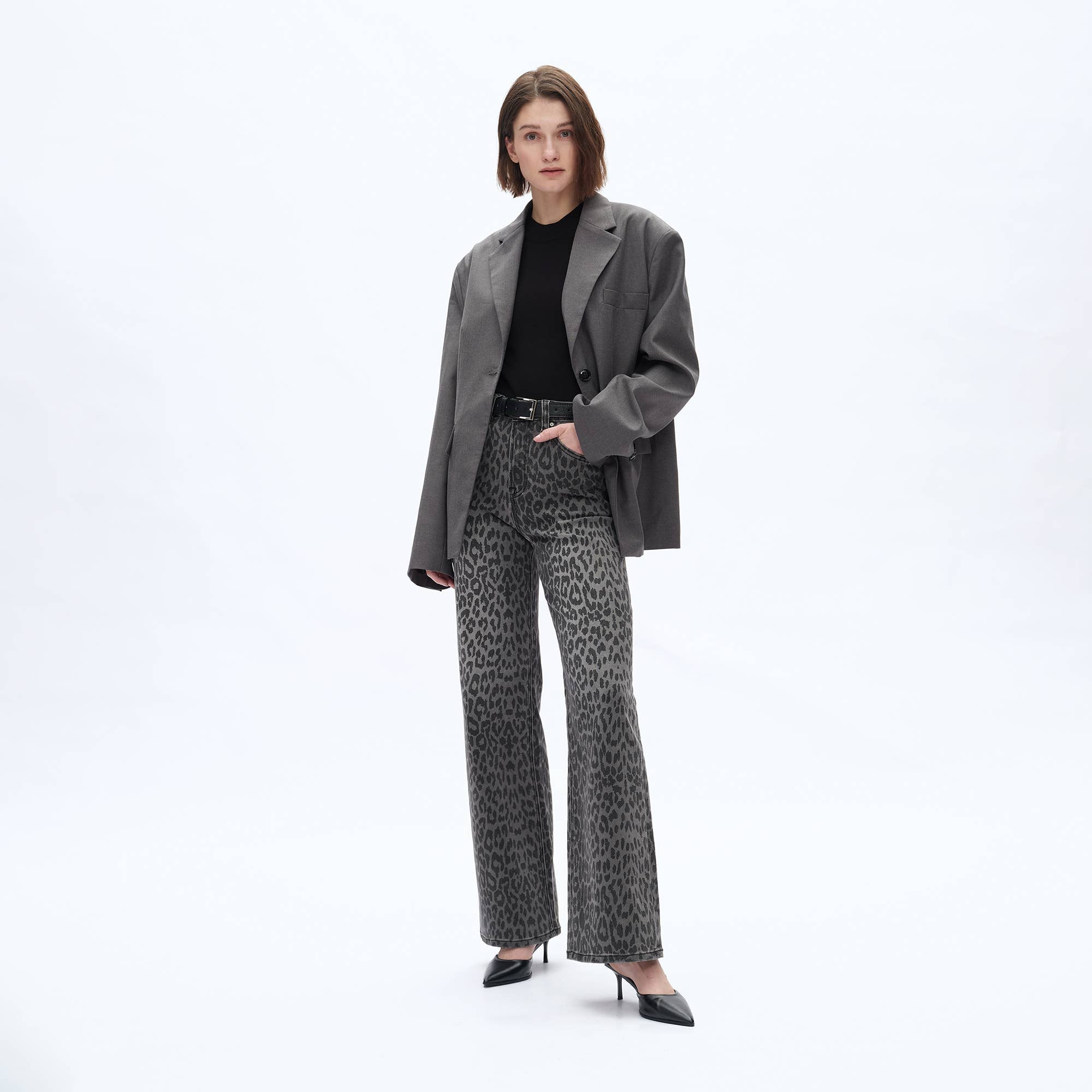 High Rise Leopard Print Wide Leg Pants