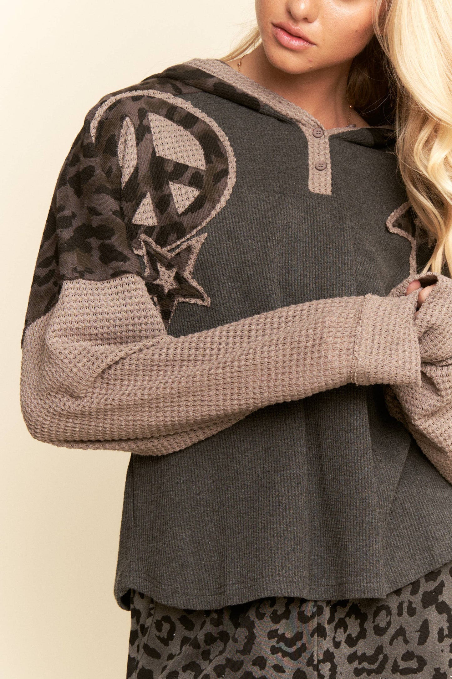 Star & Peace Patchwork Hoodie