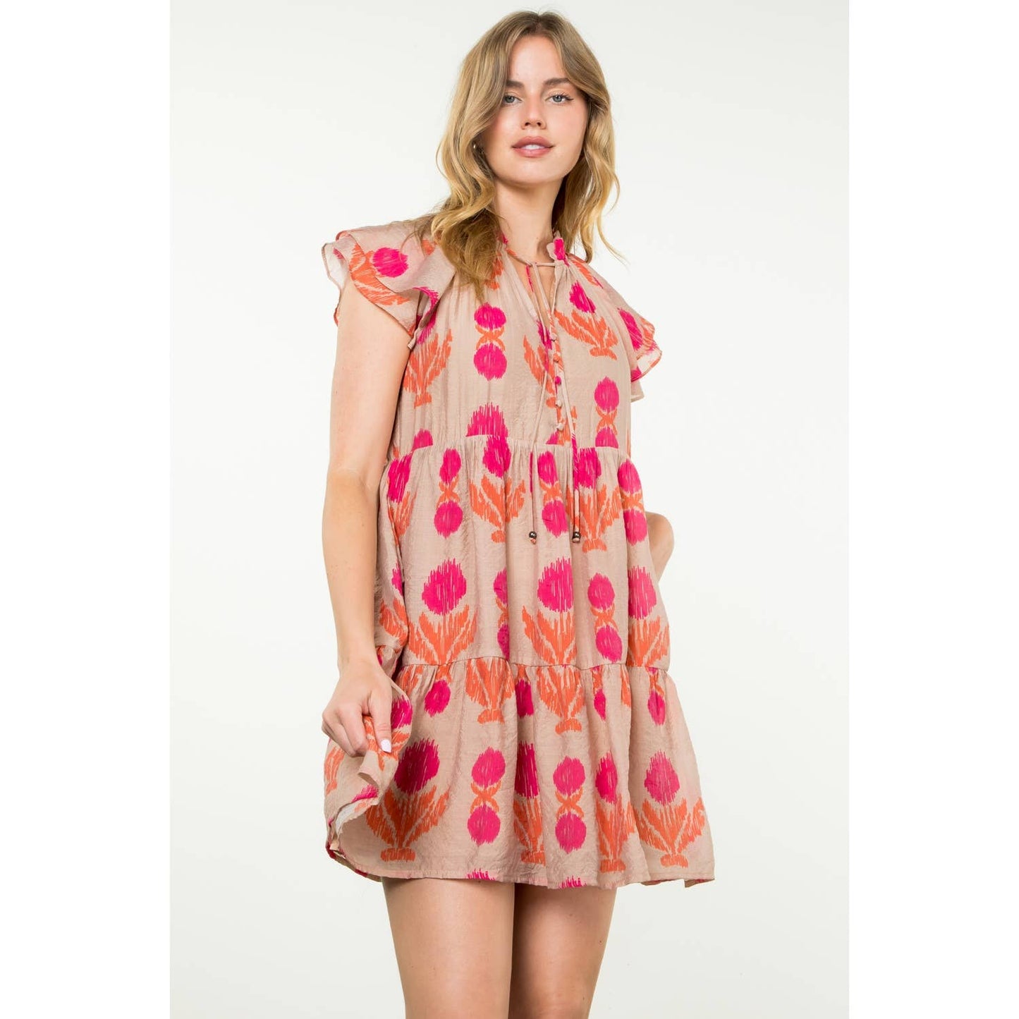 Tiered Floral Print Dress