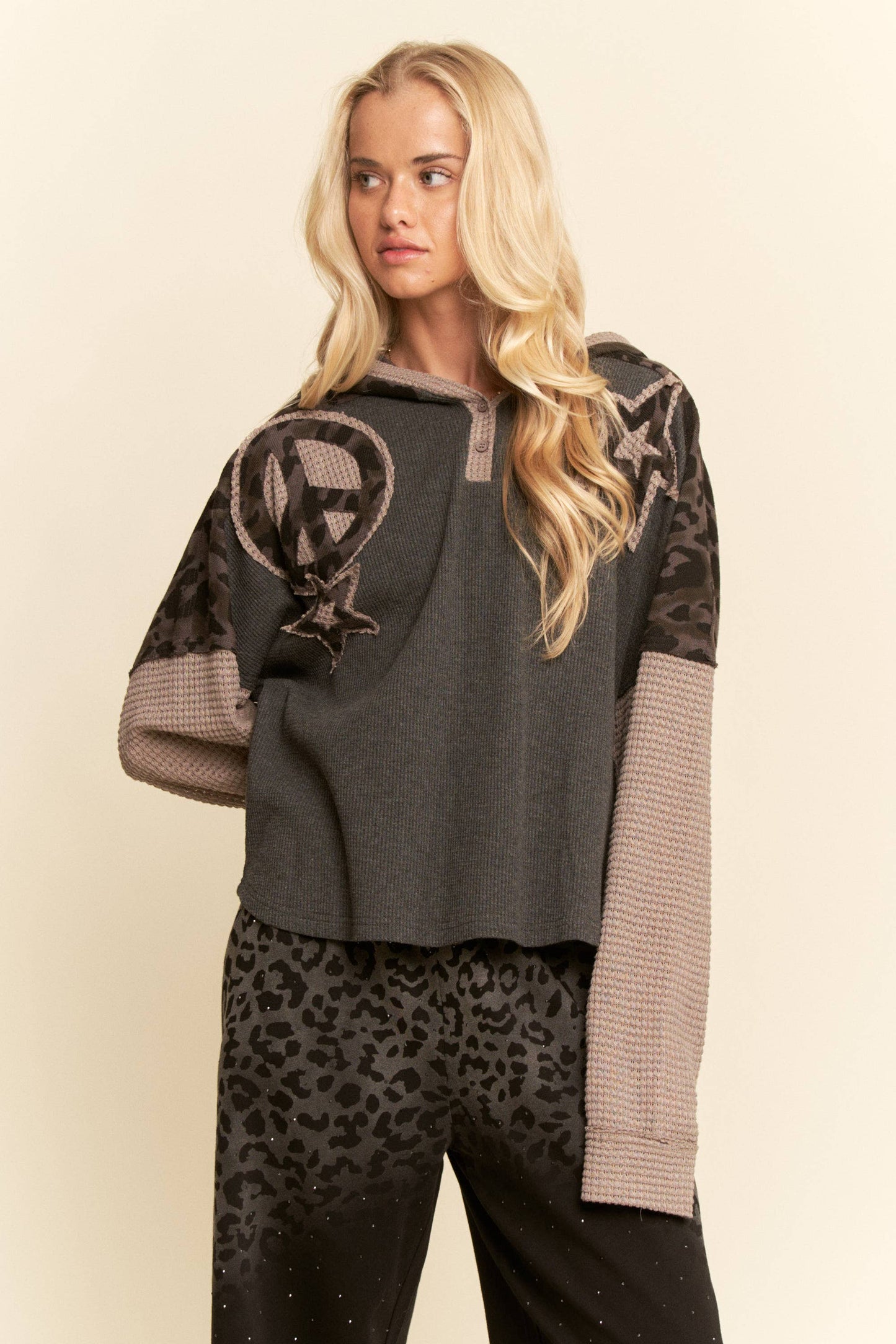 Star & Peace Patchwork Hoodie