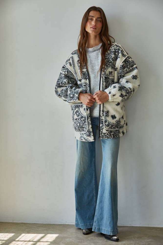 Sherpa Paisley Print Jacket
