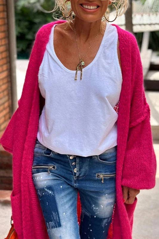 "Love & Peace" Exposed Seam Knit Cardigan