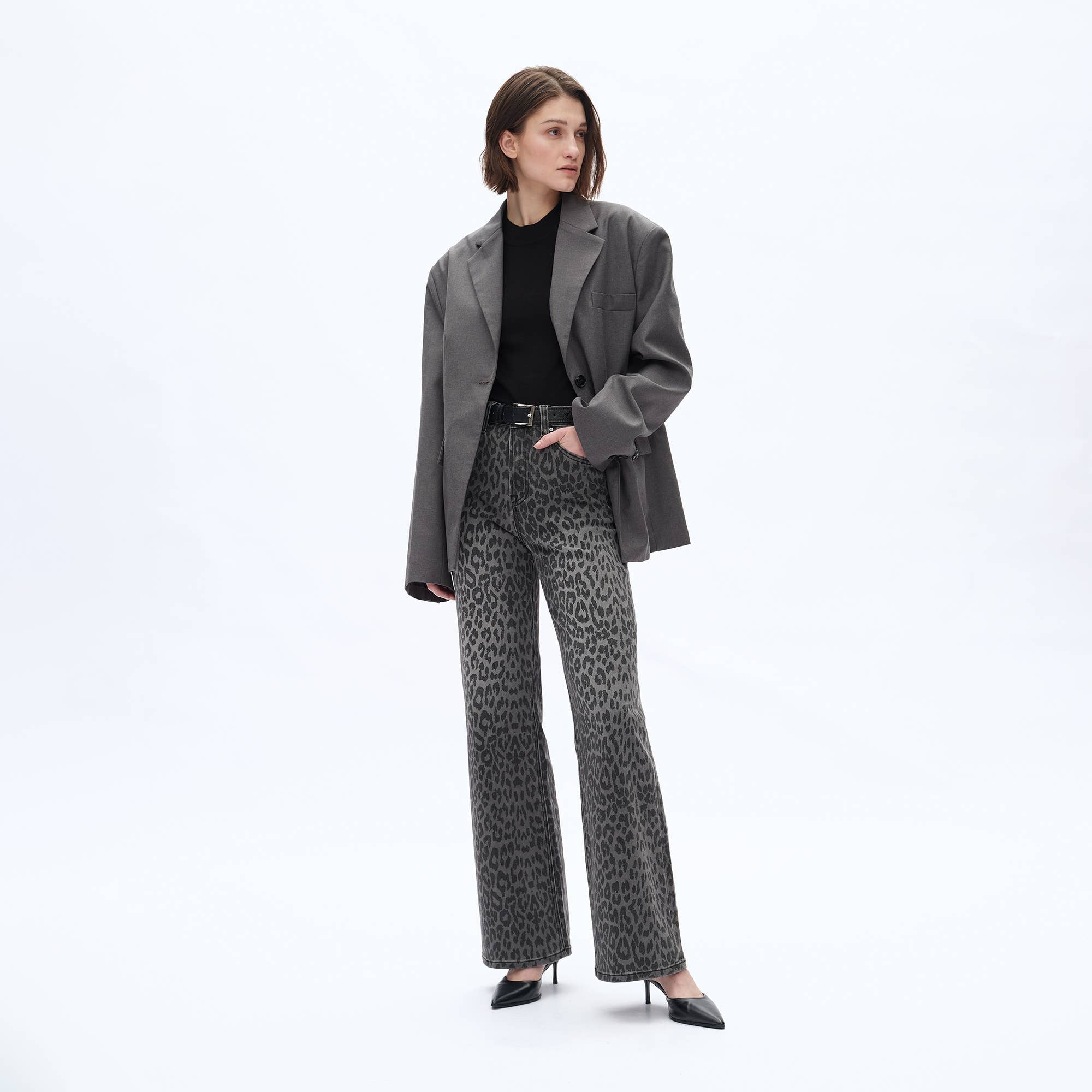High Rise Leopard Print Wide Leg Pants