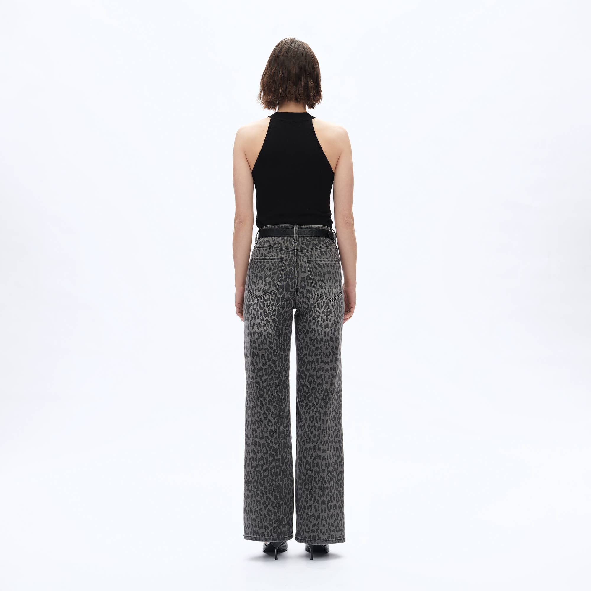 High Rise Leopard Print Wide Leg Pants