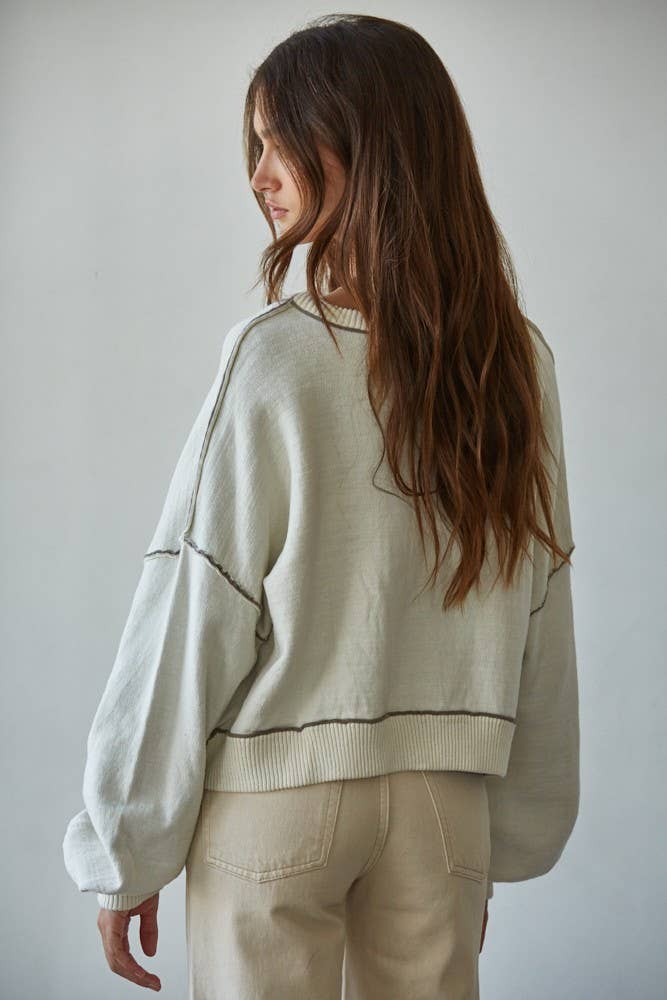 Contrast Seam Cropped Sweater