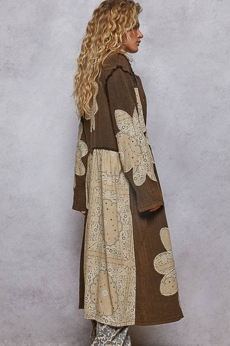 Floral Patch Long Cardigan