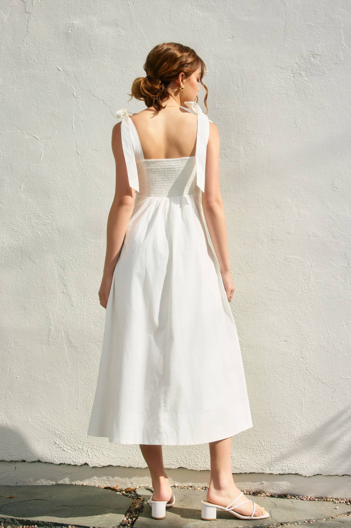 Elegant Sunrise Self Tie Pleated Midi Dress