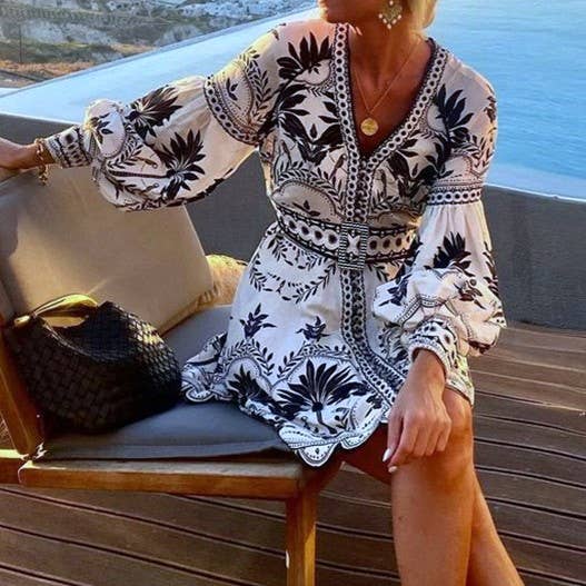 Beach Themed Loose Midi Dress