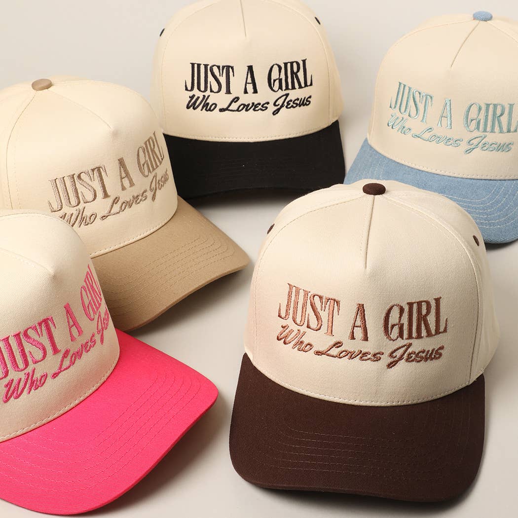 'Just A Girl Who Loves Jesus' Embroidered Trucker Hat