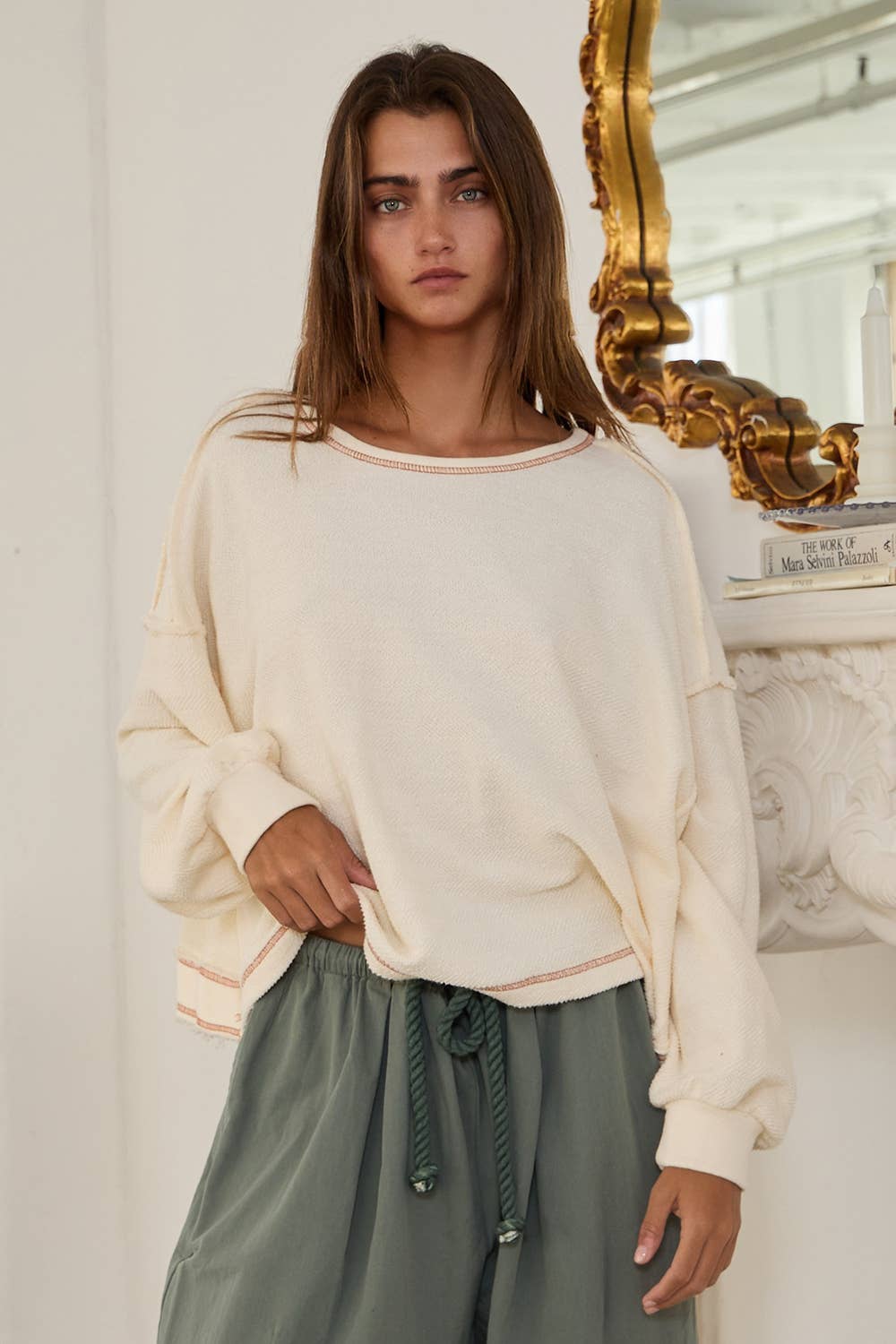 Open Back Oversize Reverse Stitched Top