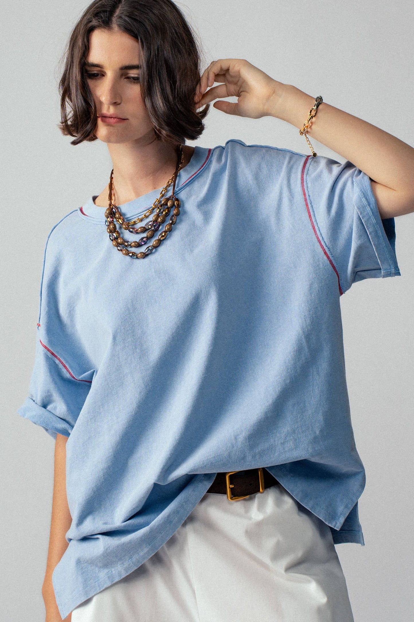 Contrast Stitch Oversized Tee