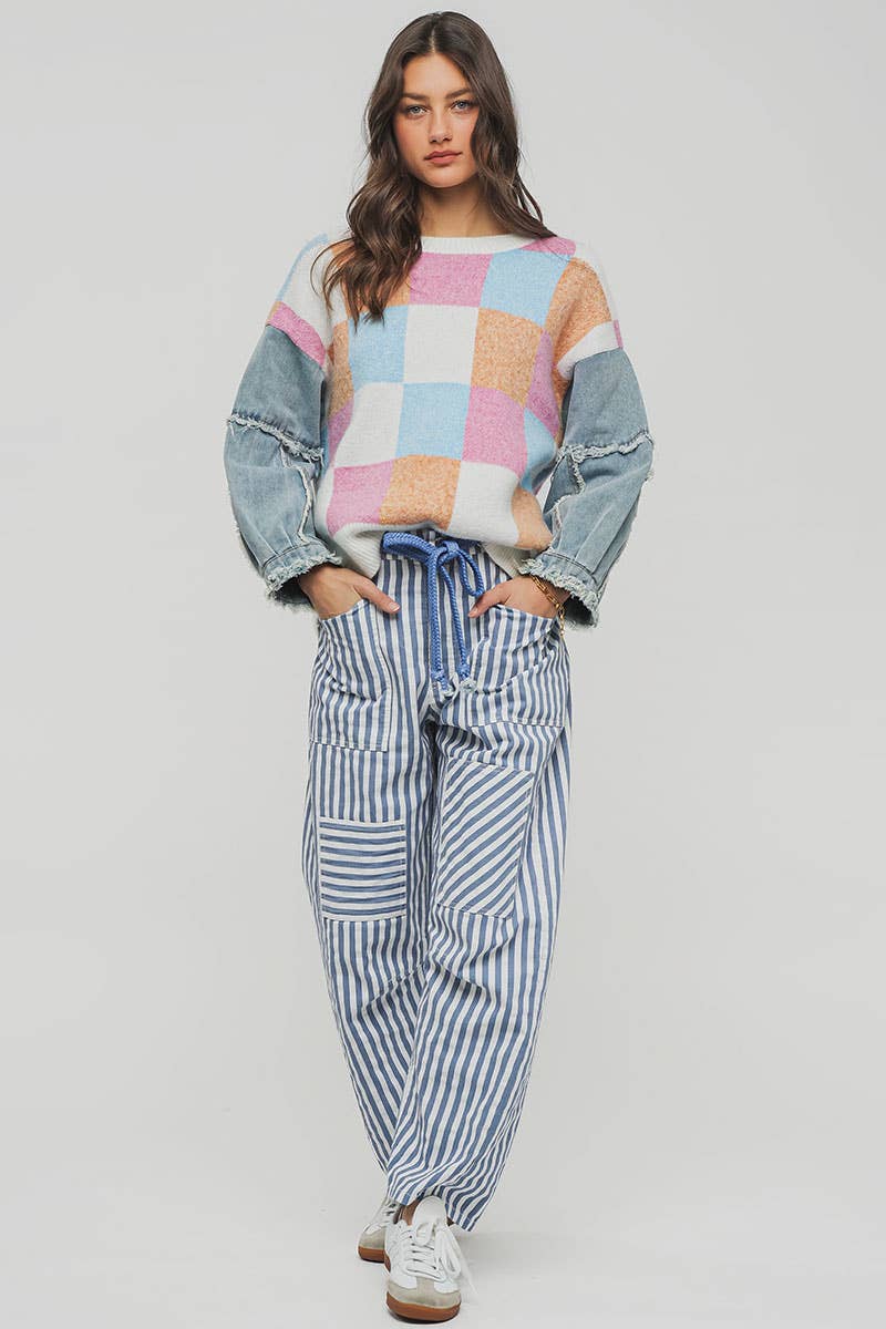 Railroad Striped Patch Pocket Spring Utility Pants