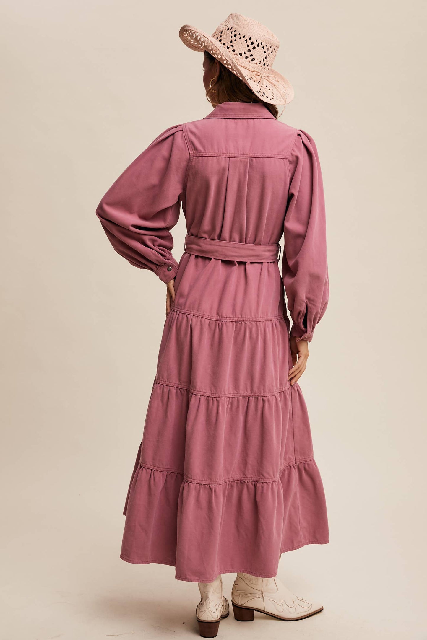 Utility Tiered Denim Midi Dress LD1509