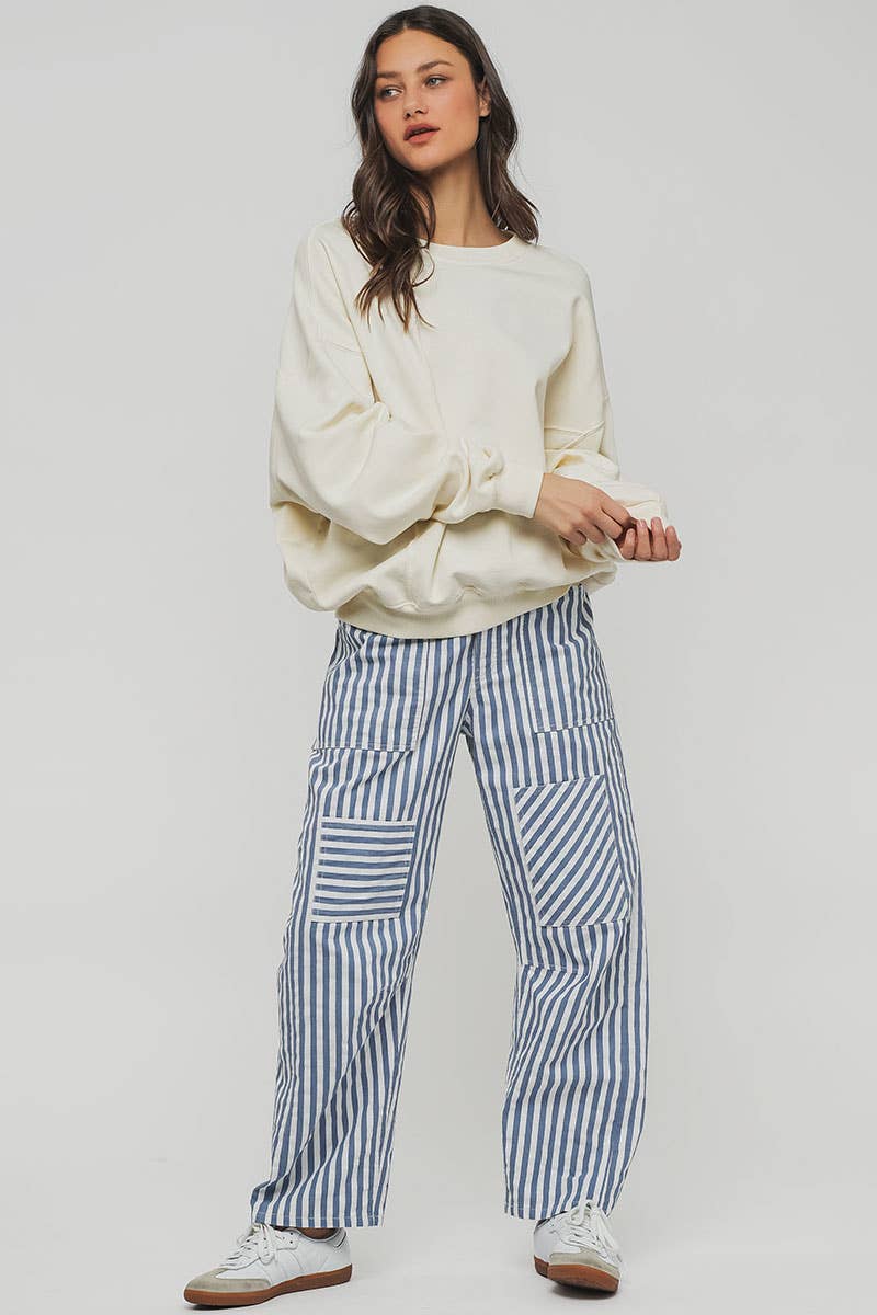 Railroad Striped Patch Pocket Spring Utility Pants