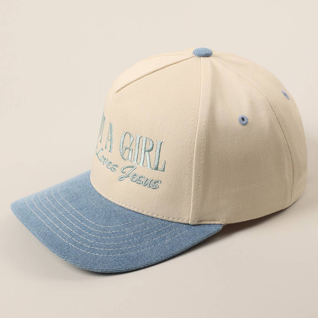 'Just A Girl Who Loves Jesus' Embroidered Trucker Hat
