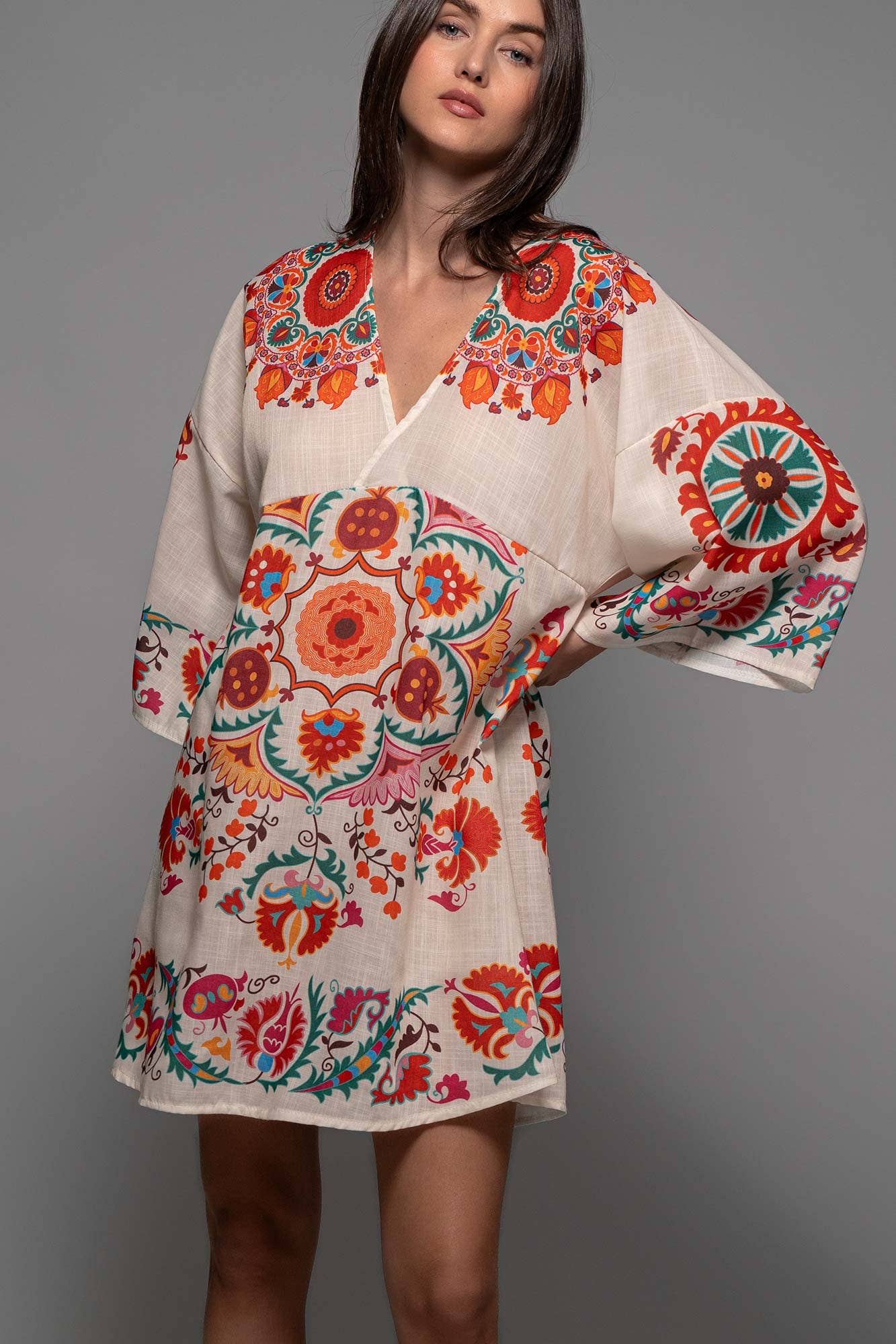 Medallion Bell Sleeve Dress