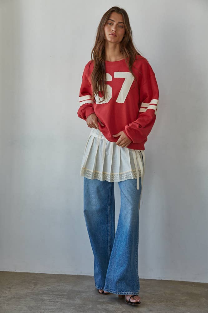 Knit Cotton French Terry Crew Neck Pullover