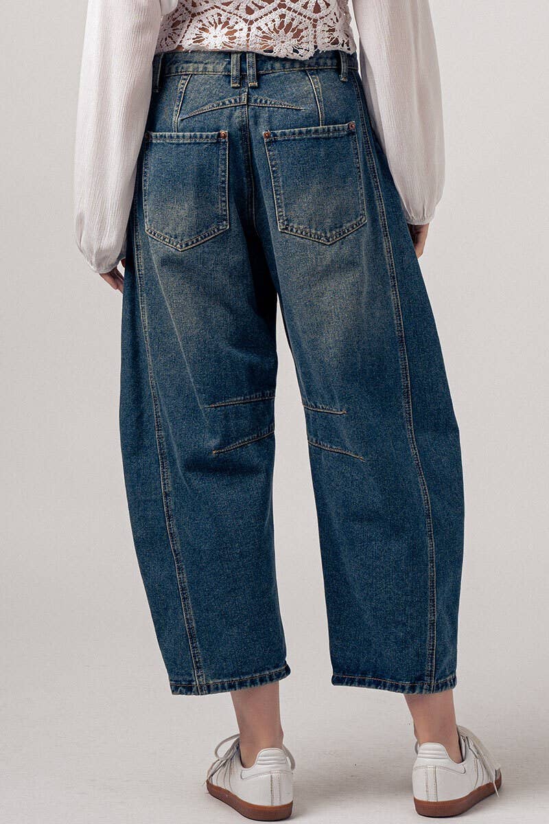 Light Dirty Wash Barrel Leg Jeans