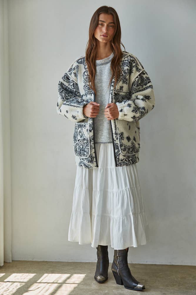 Sherpa Paisley Print Jacket
