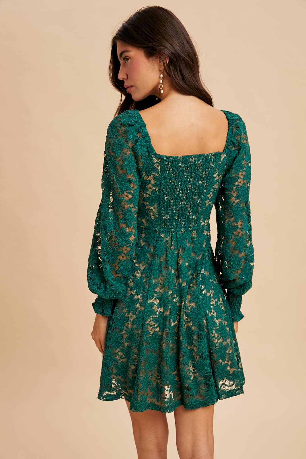 Emerald Lace Mini Dress