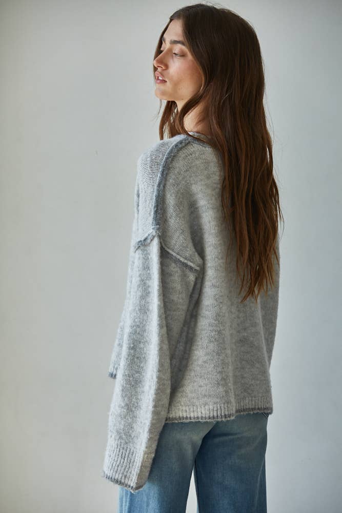 Crew Neck Sweater With Rolled Hem