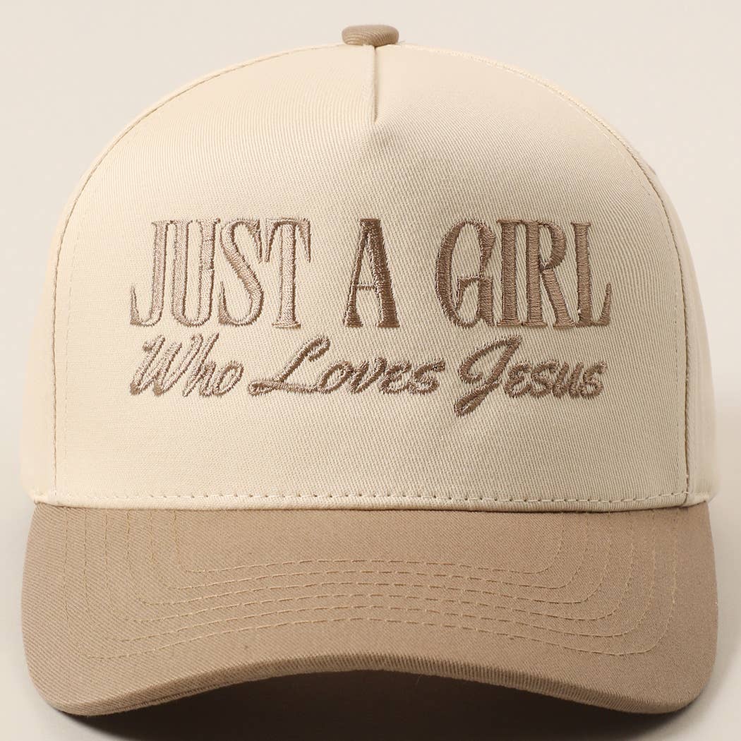 'Just A Girl Who Loves Jesus' Embroidered Trucker Hat