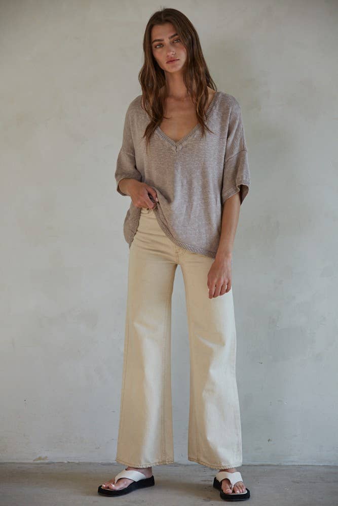 Knit Cotton V-Neck Sweater