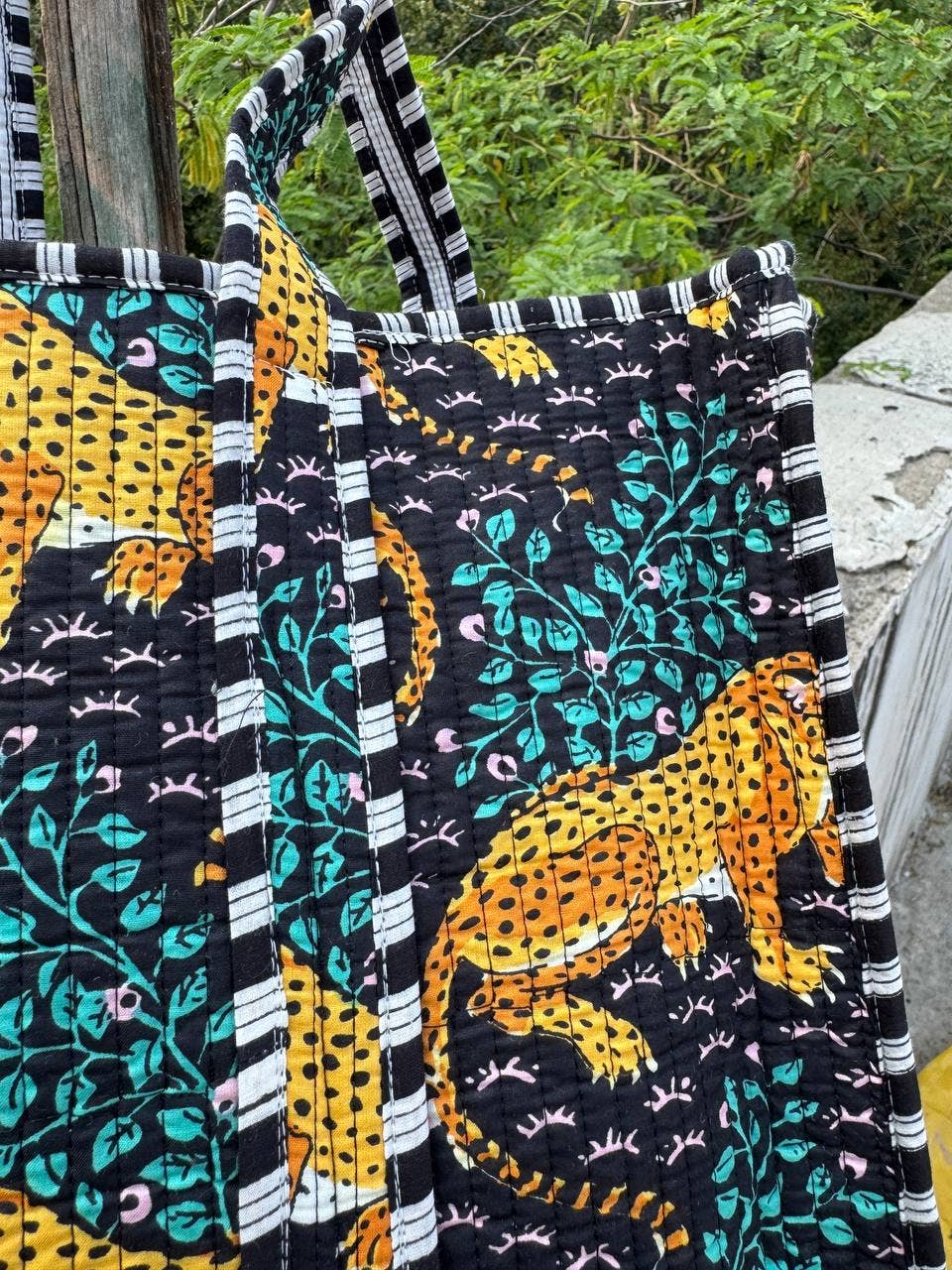 Tiger Printed Bag Quilted Shopping Bag Travel Bag Cotton Bag