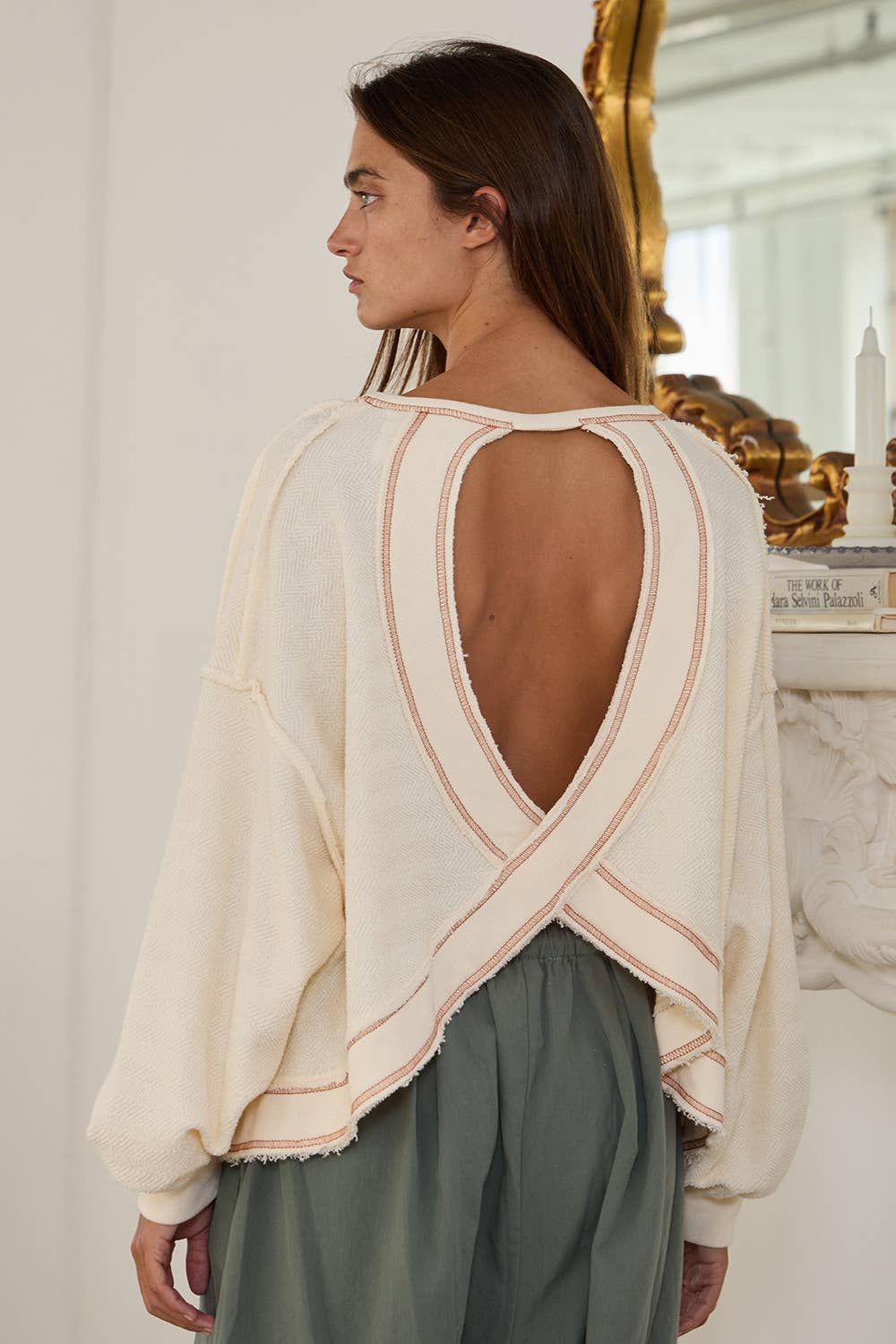 Open Back Oversize Reverse Stitched Top