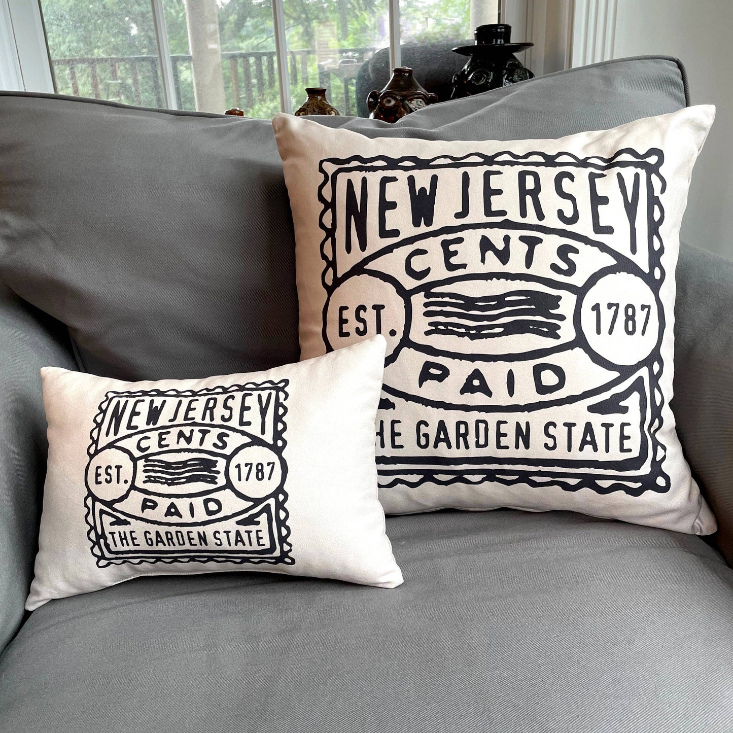 City & State Postmark Vintage Postage Stamp Pillow