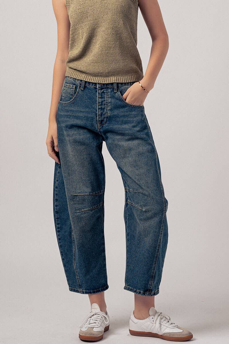 Light Dirty Wash Barrel Leg Jeans
