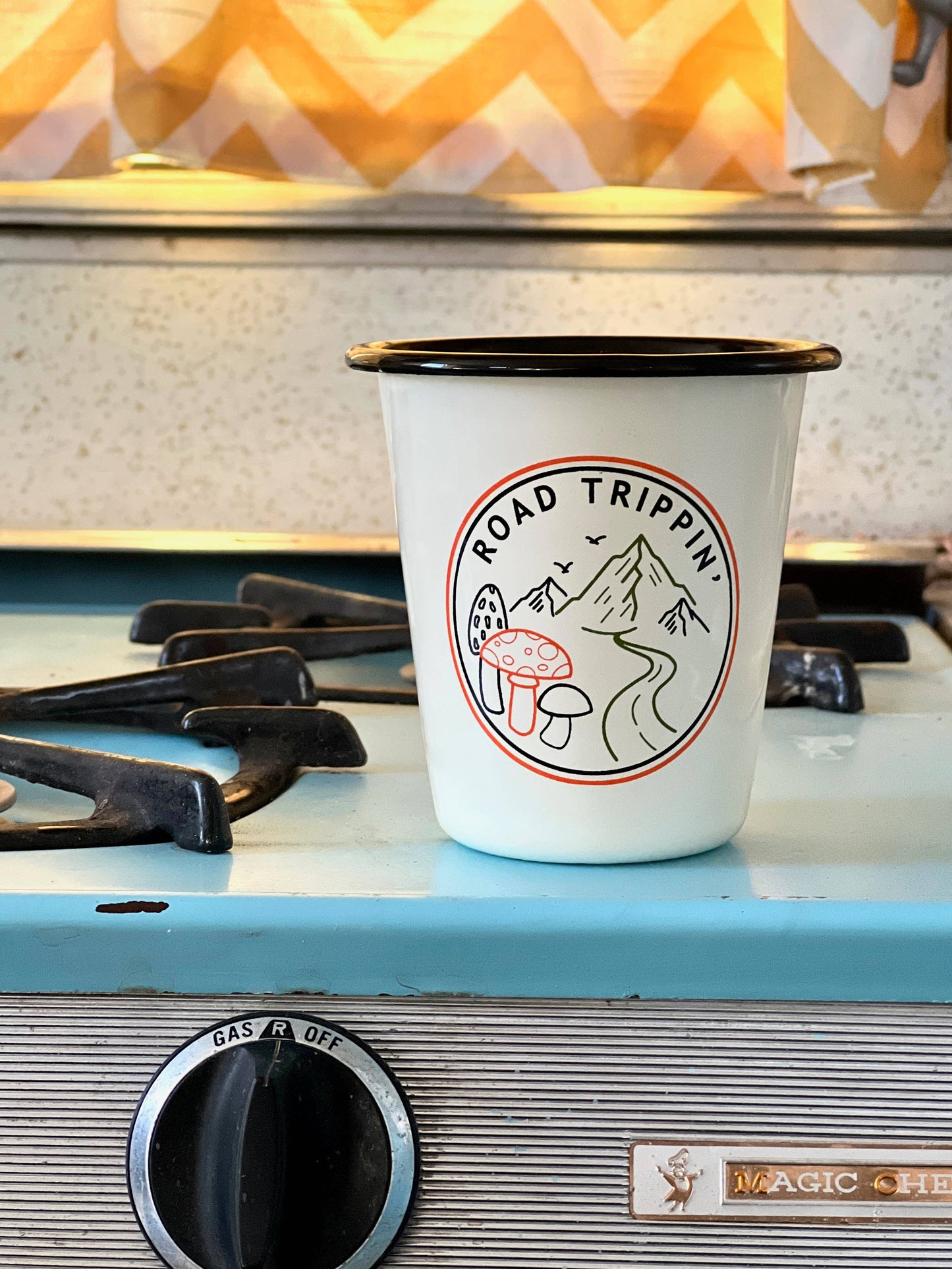 Enamel Cup Reusable Candle - "Road Trippin'" Fungi Lovers