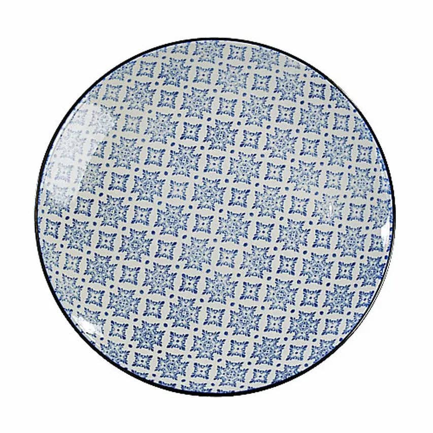 Blue and White Round Plate