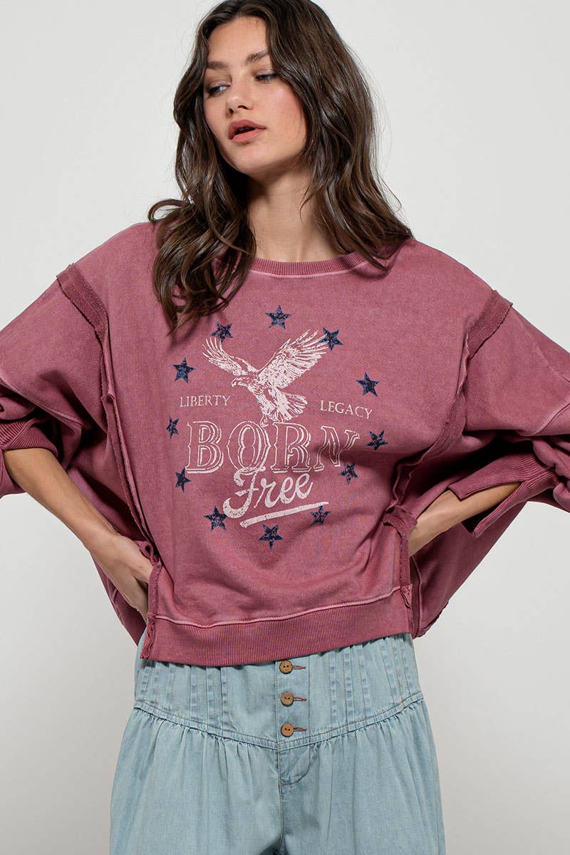 "Born Free" Graphic Oversized Crewneck