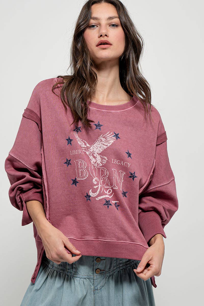 "Born Free" Graphic Oversized Crewneck