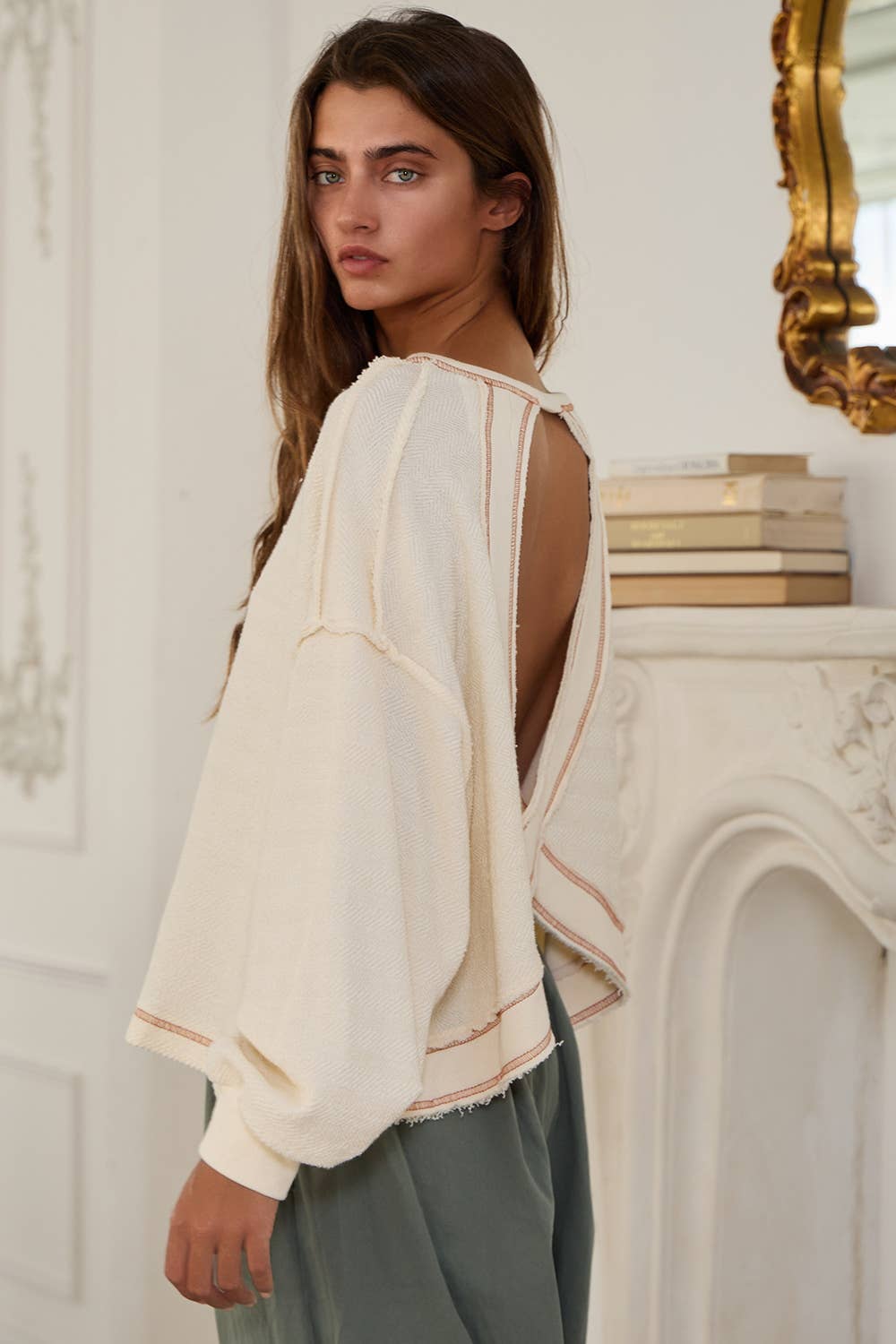 Open Back Oversize Reverse Stitched Top