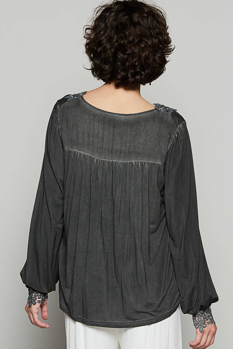 Floral Crochet Lace Detail Blouse
