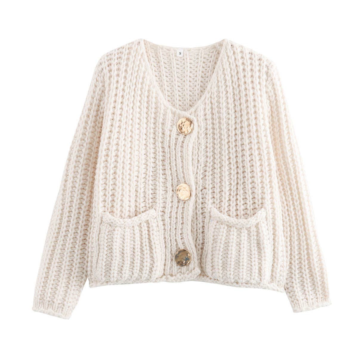 Thick Knit Ivory Chunky Cardigan