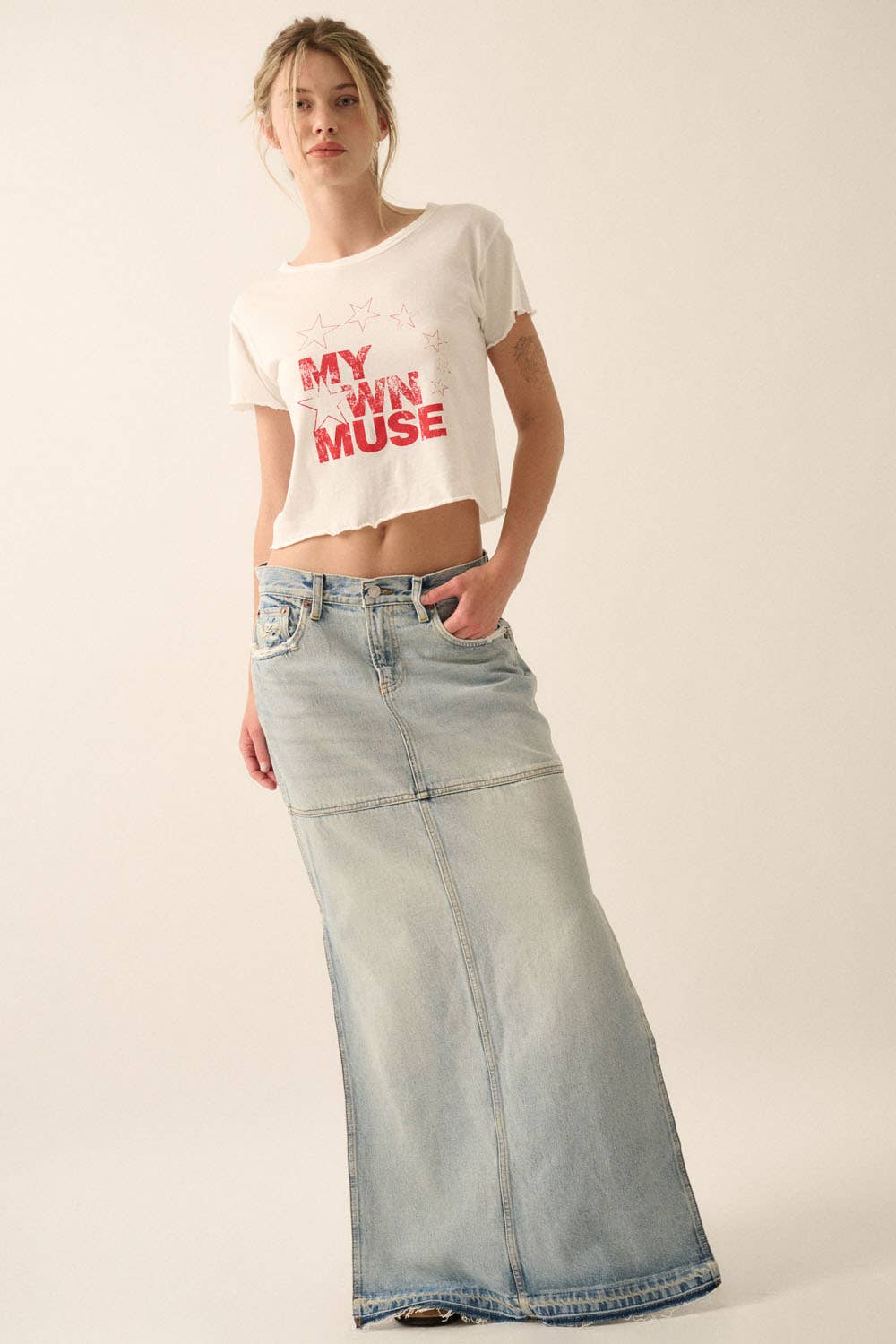 "My Own Muse" Vintage Wash Cropped Graphic Tee