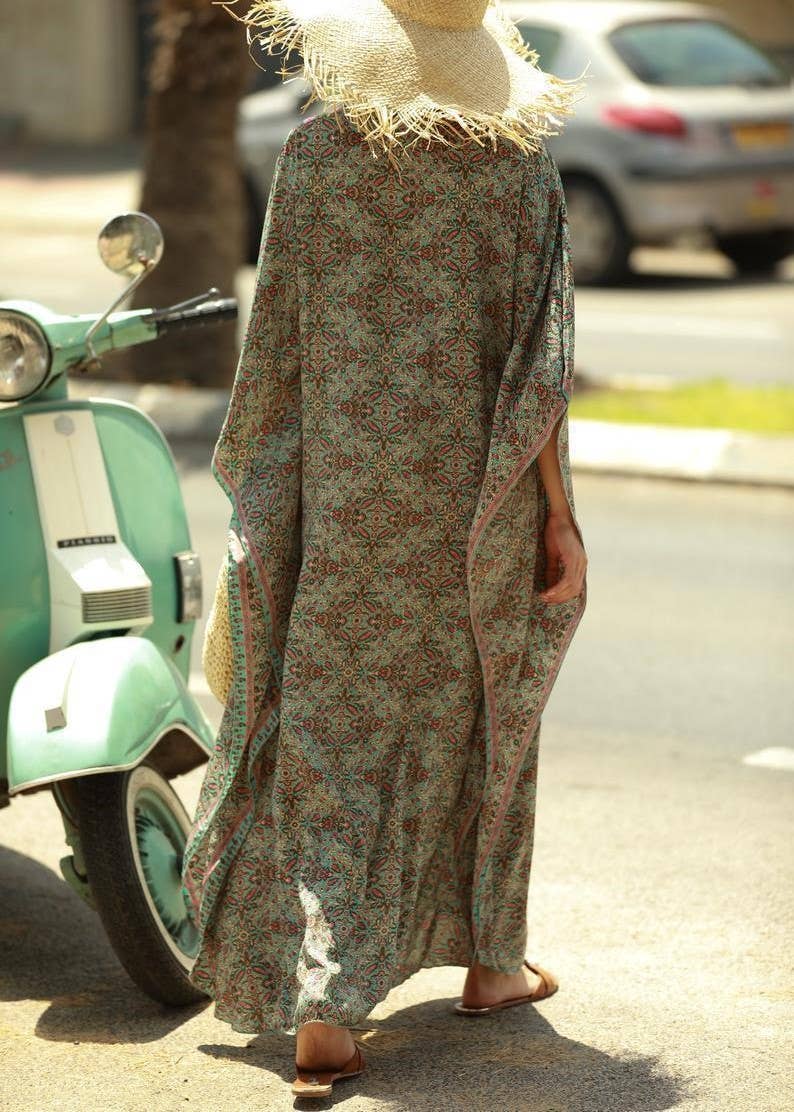Bohemian Colorful Print Dress Kaftan