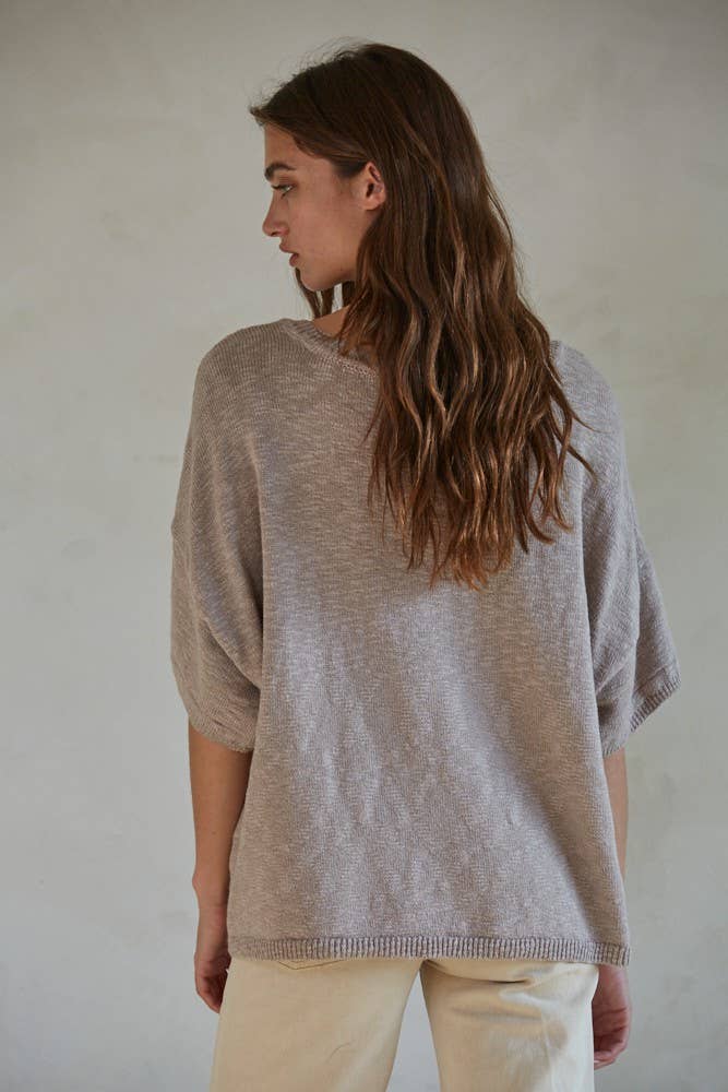 Knit Cotton V-Neck Sweater
