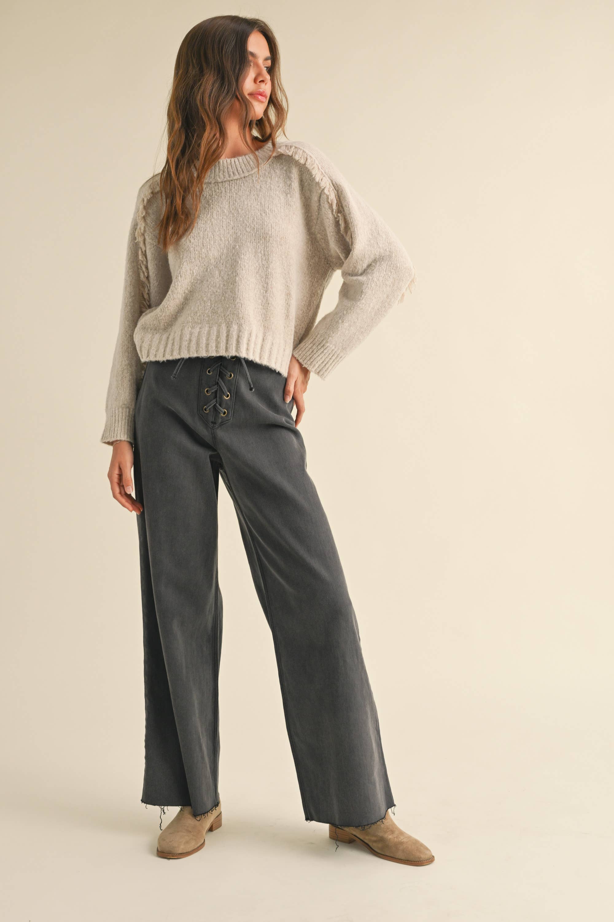 Lace Up Front Trousers