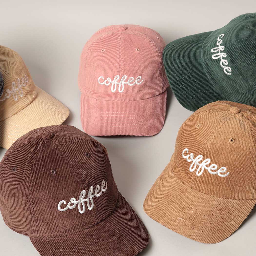 'COFFEE' Embroidered Corduroy Hat