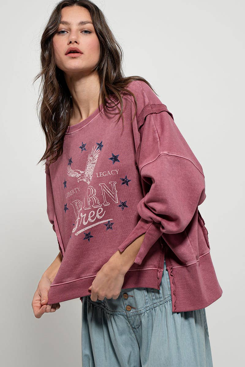"Born Free" Graphic Oversized Crewneck