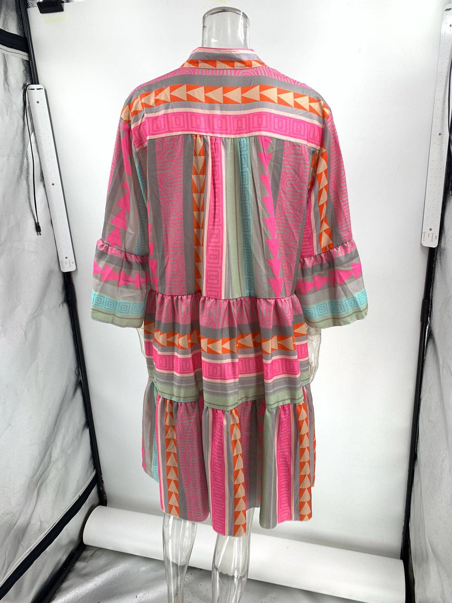Printed V-neck Mini Dress
