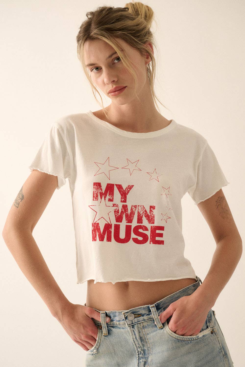 "My Own Muse" Vintage Wash Cropped Graphic Tee
