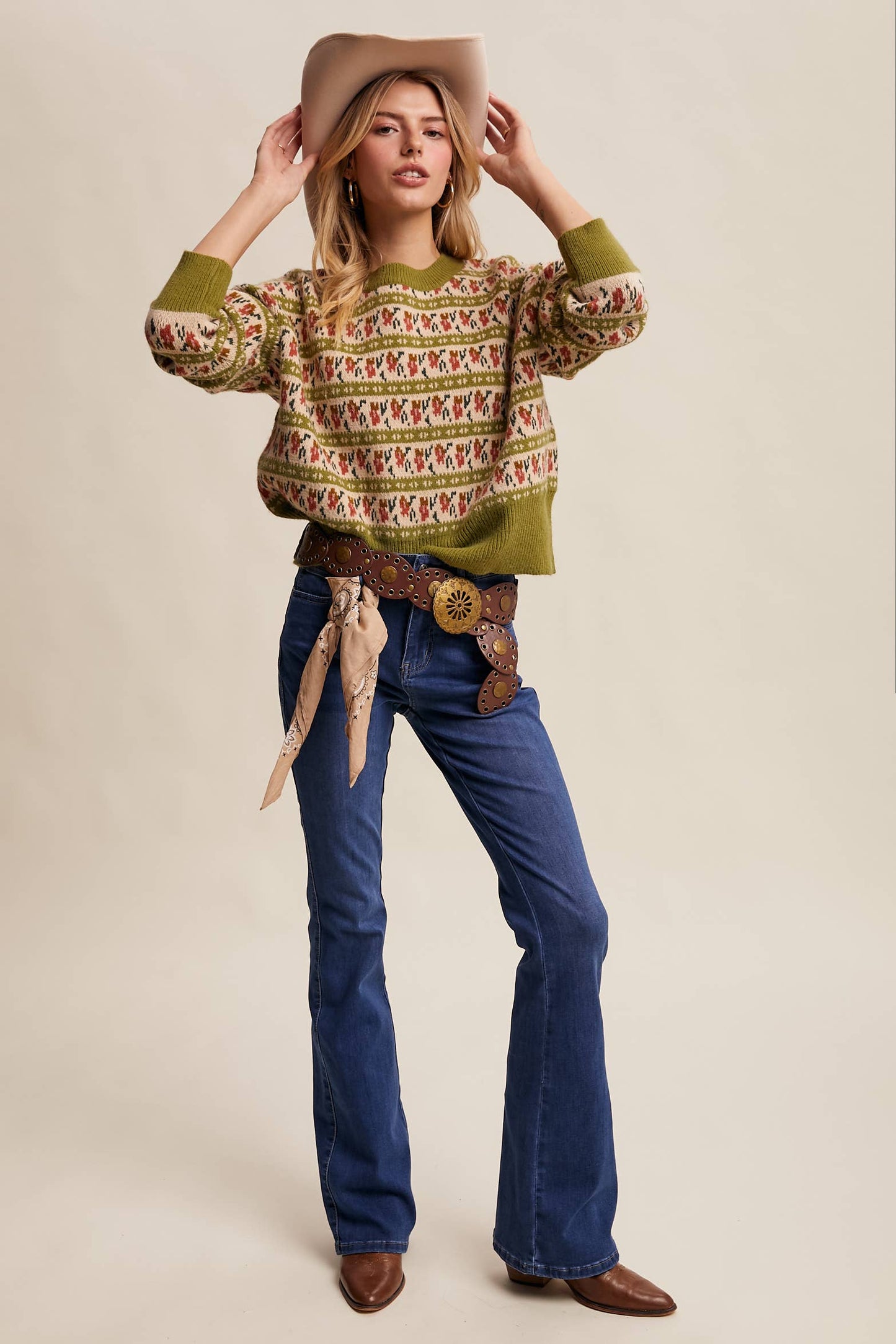 Western Jacquard Knit Sweater