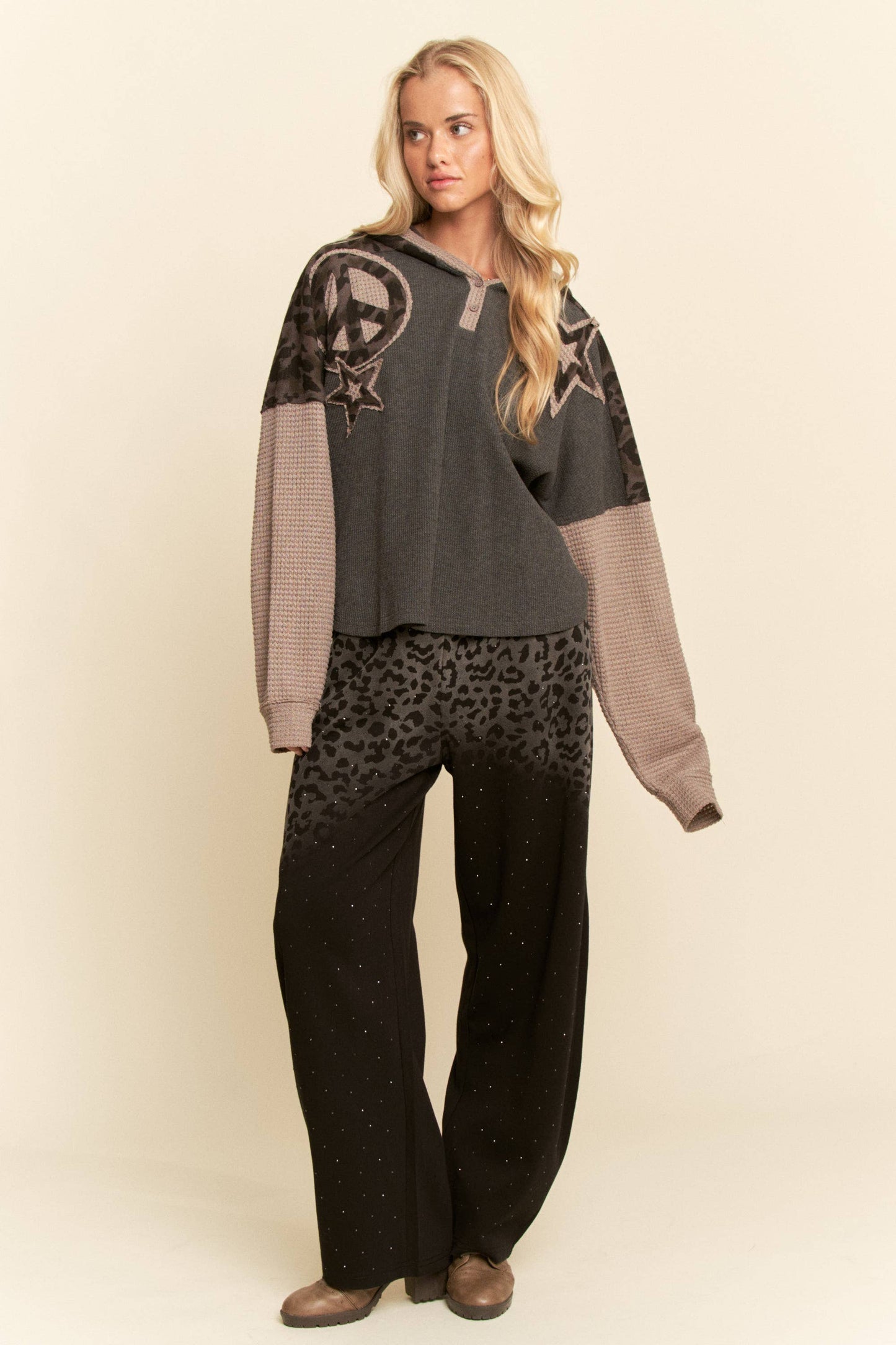 Star & Peace Patchwork Hoodie